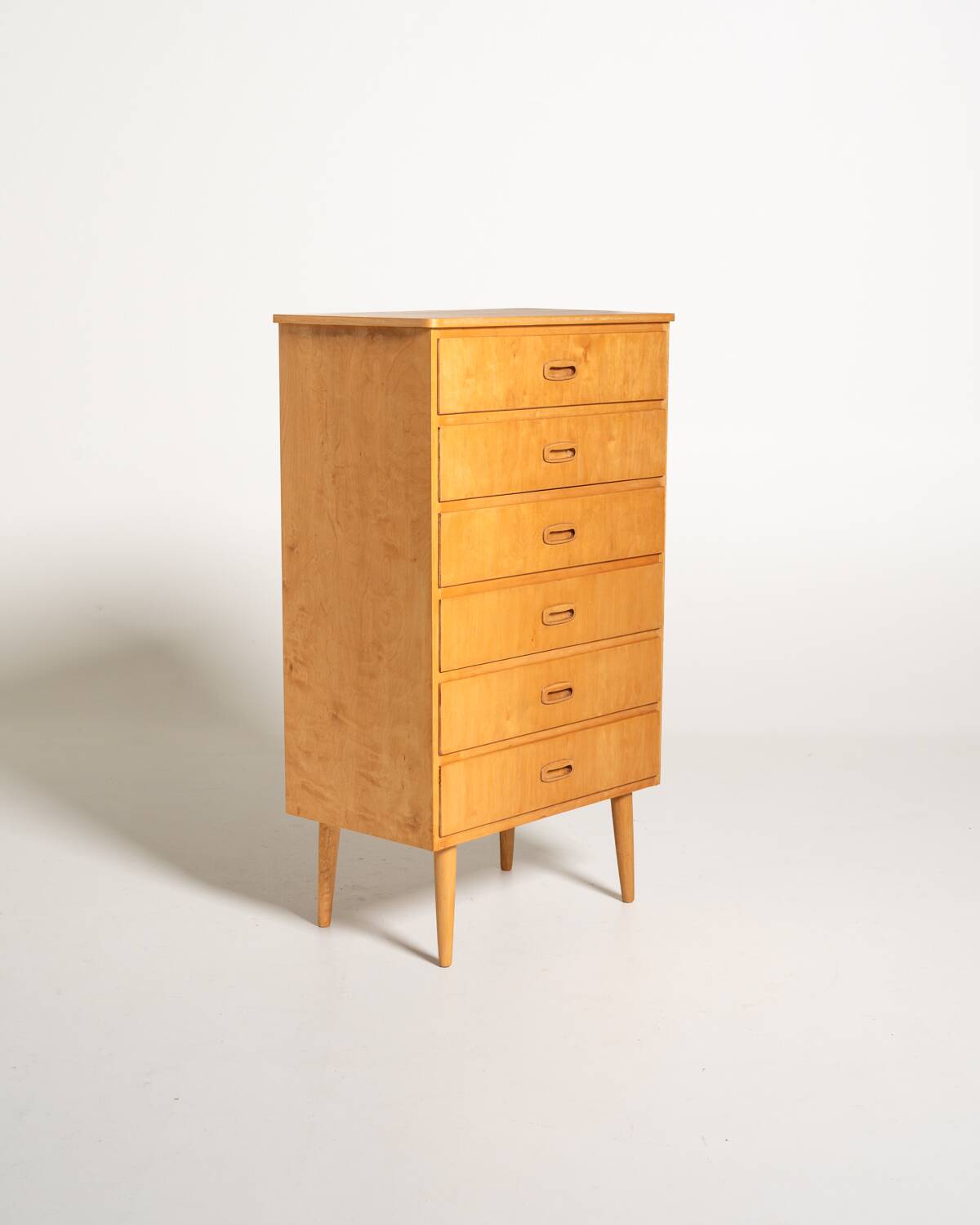 Six-Drawer Birch Chest, Scandinavia, 1950s/60s