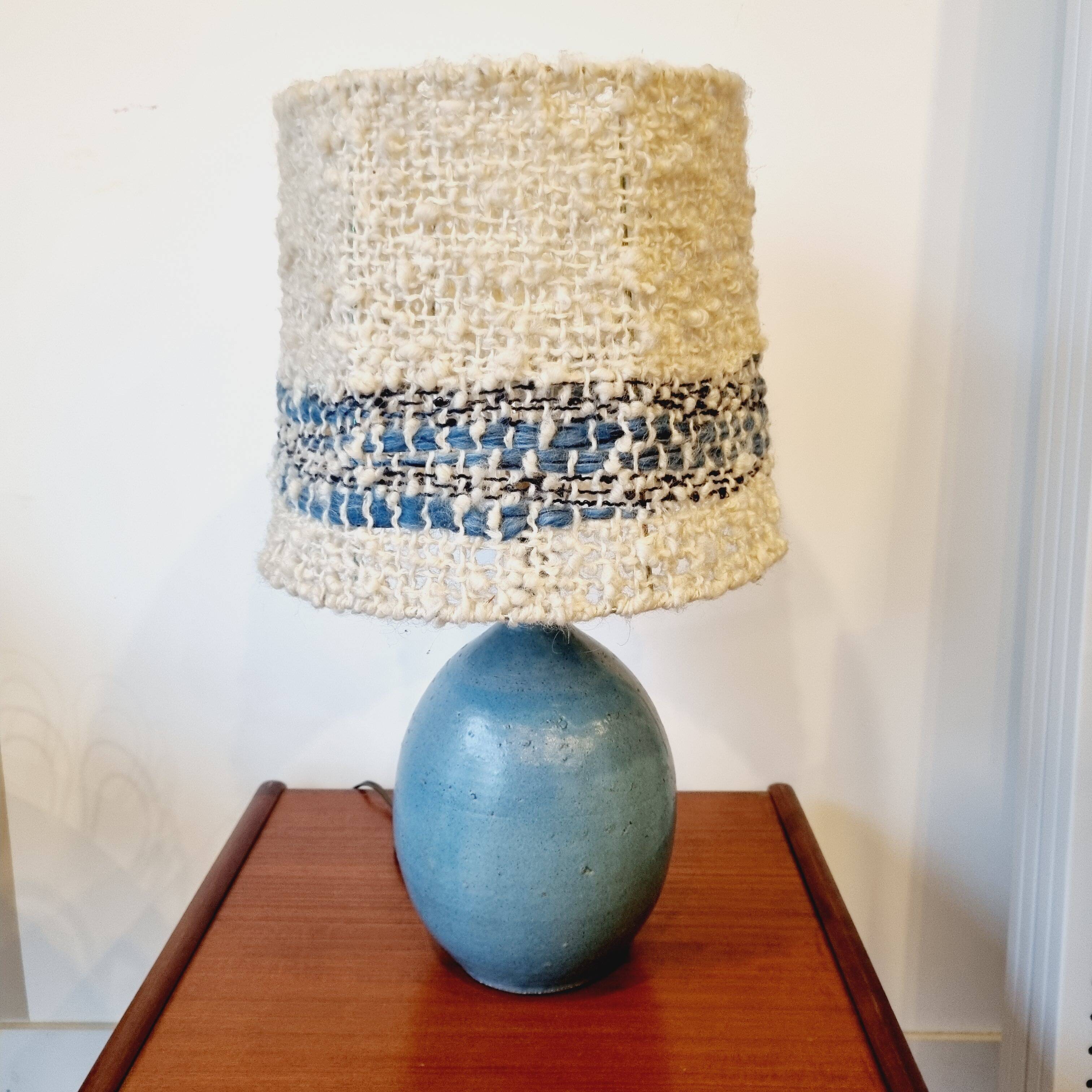 Vintage ceramic and wool lamp