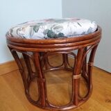 Wicker pouf with cushion
