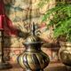 Twisted brass covered pot, vintage Indian craftsmanship from the 60s-80s.