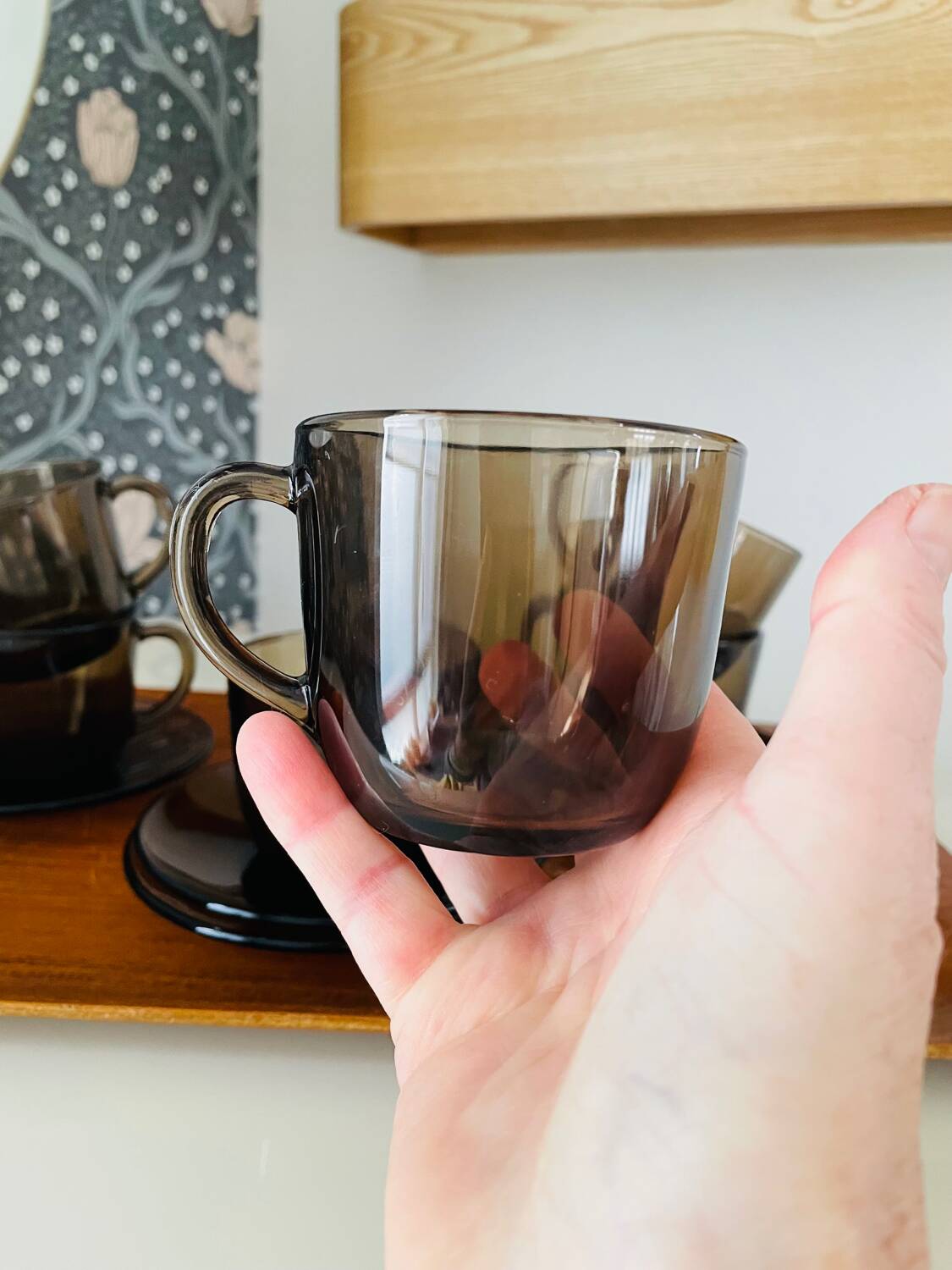 Set of 6 Vereco vintage 70 smoked glass cups