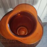 Vintage iridescent orange glass vase, 70s design