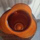 Vintage iridescent orange glass vase, 70s design
