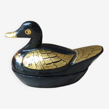 Vintage Boite Canard, boîte de bibelots, boite de canard noir et or