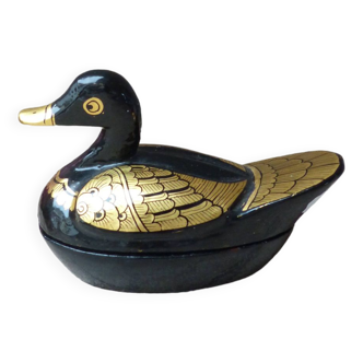 Vintage Boite Canard, trinket box, black and gold duck box