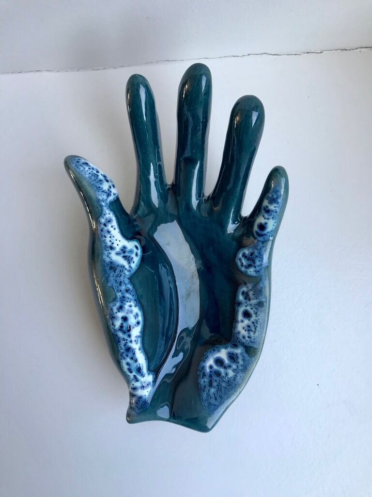 Empty pocket ceramic ring fat lava signed vallauris 70s