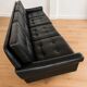 Vintage Danish Svend Skipper 4 person sofa in black leather and chrome