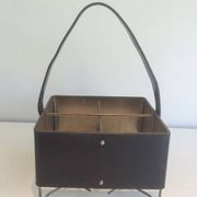 Porte-bouteilles en cuir, laiton et métal doré