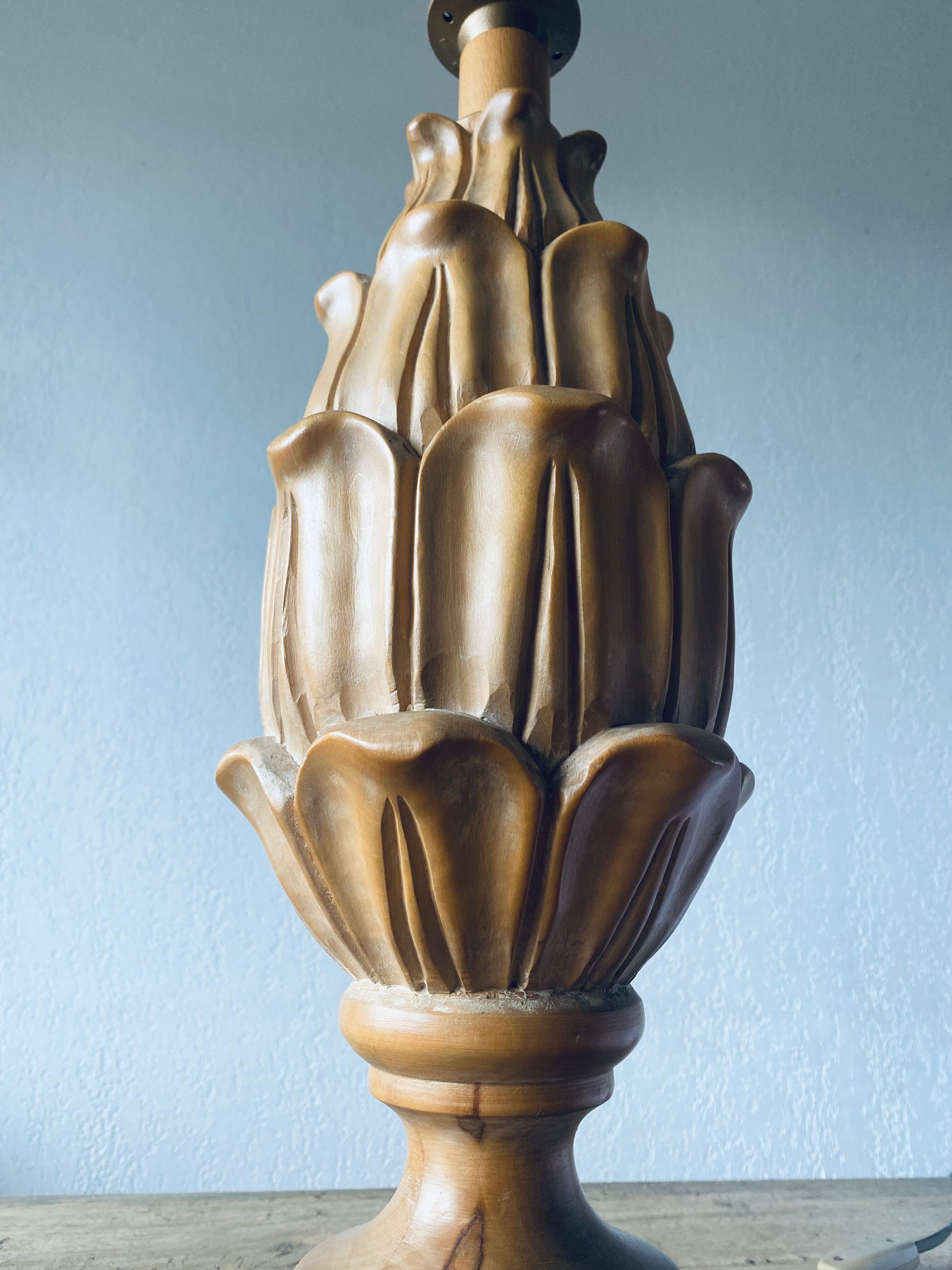 Large carved wooden lamp