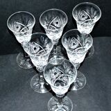 Set of 6 diamond cut crystal wine glasses lemberg or saint-louis 17cm