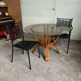 Bamboo metal chair and armchair