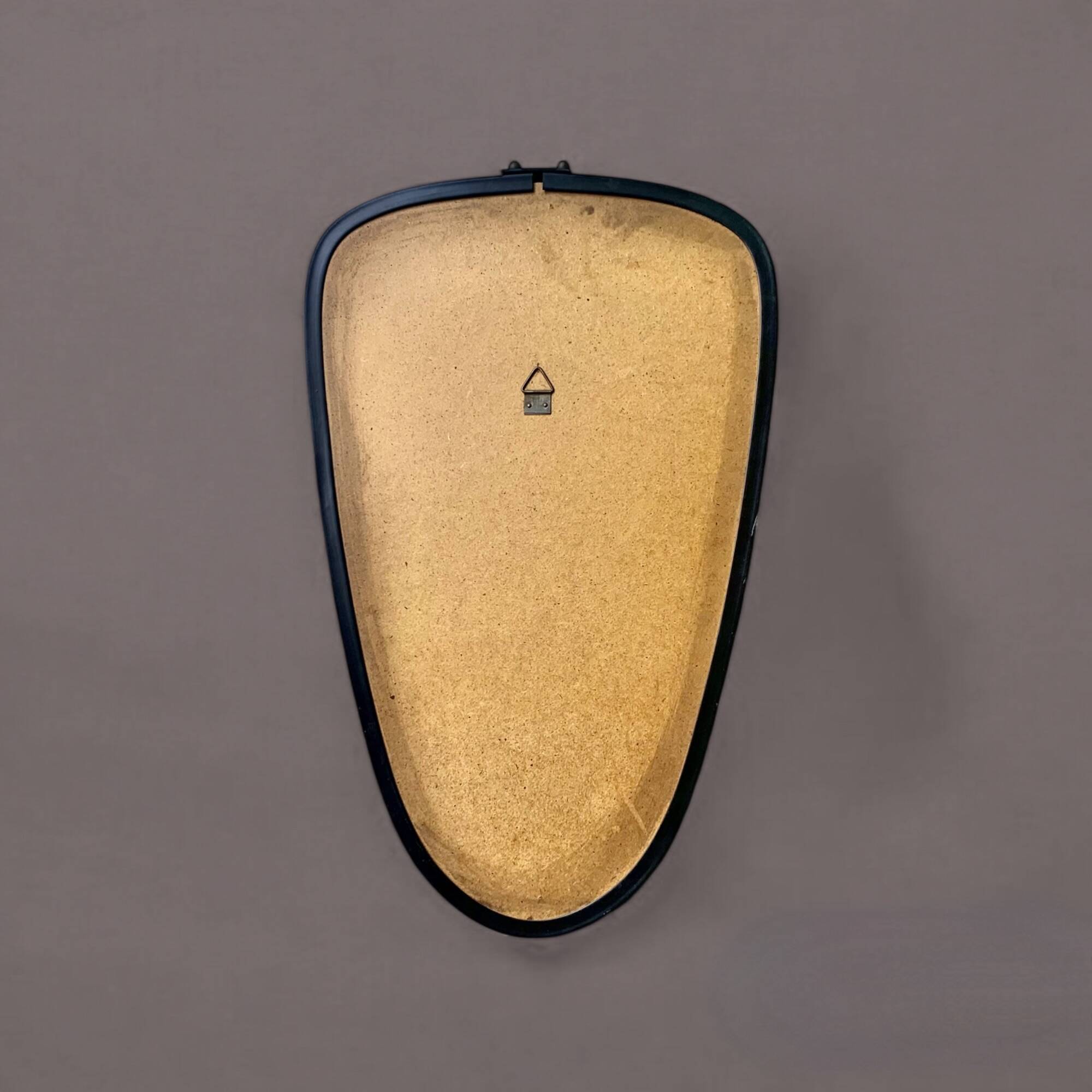 Antique rearview mirror - black and gold plastic frame - 34 x 55 cm