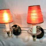 Pair of glass and mirror sconces