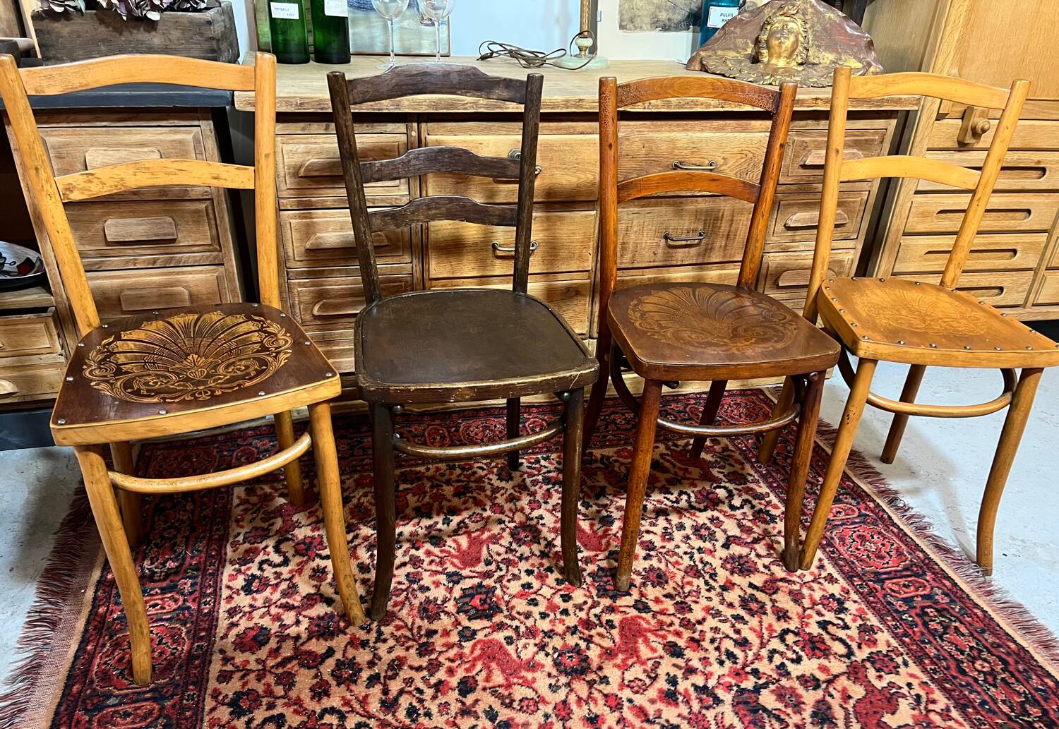 4 old bistro chairs