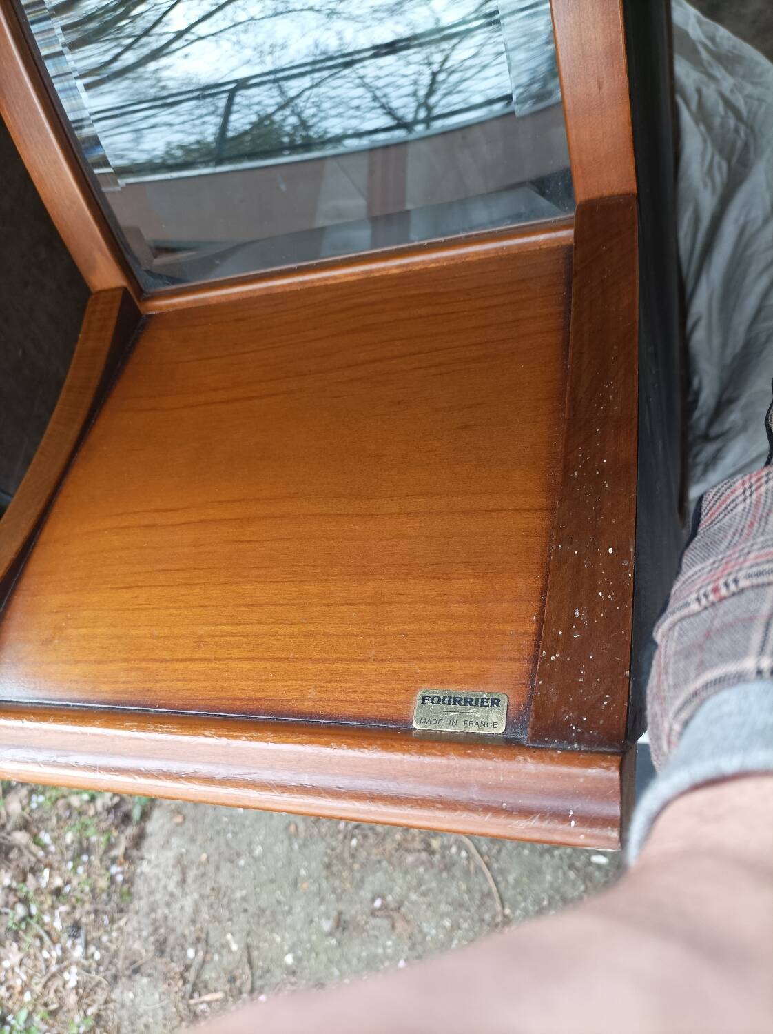 Glass-fronted library in cherry wood by Fourrier