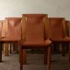 Wood Leather Dining Chairs Luigi Gorgoni Roche Bobois, 1970s, Set of 7