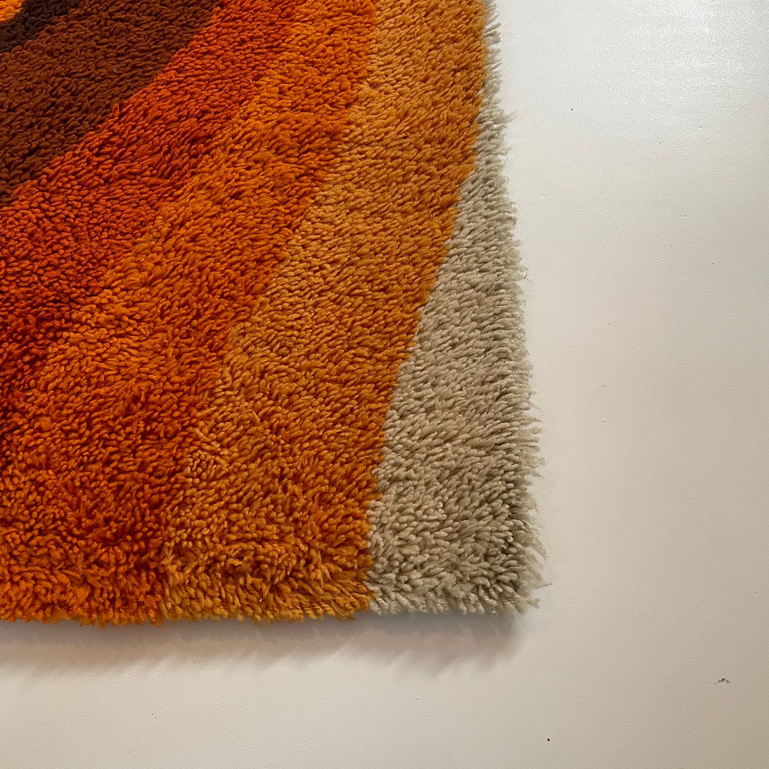 Large Psychedelic "WAVE"High Pile Rug by Prinstapijt Desso, Netherlands 1970s