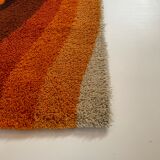 Large Psychedelic "WAVE"High Pile Rug by Prinstapijt Desso, Netherlands 1970s
