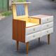 Commode coiffeuse avec tiroirs et miroir intégré, meuble de rangement, années 50