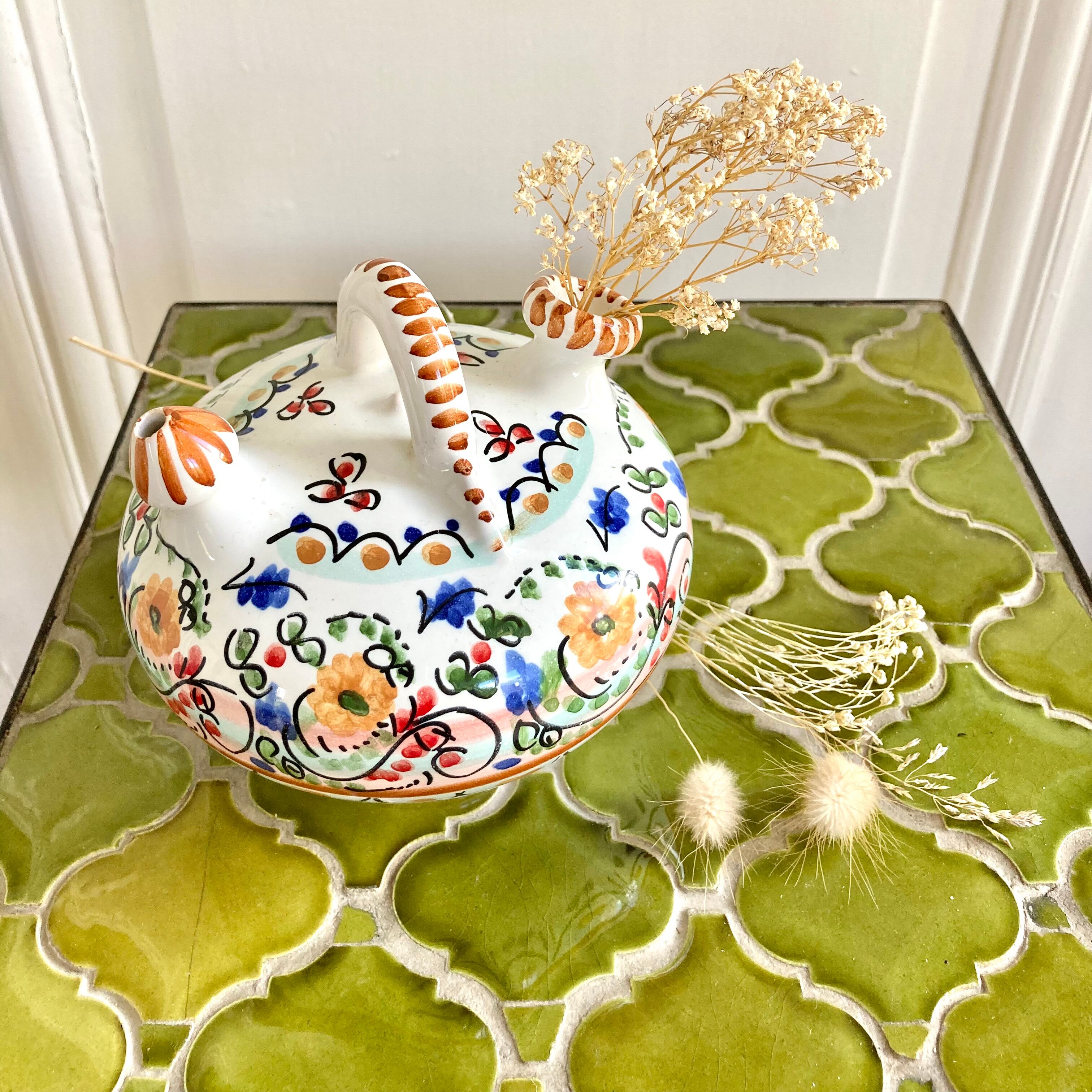 Gargoulette jug ceramic flower spade