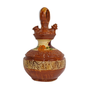 Cruche en terre cuite vernissée gargoulette vintage