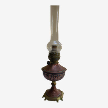 Oil lamp brass and copper martele matador 20'''