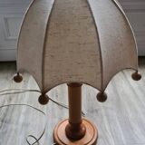 Umbrella lamp from the 70s in wood and fabric