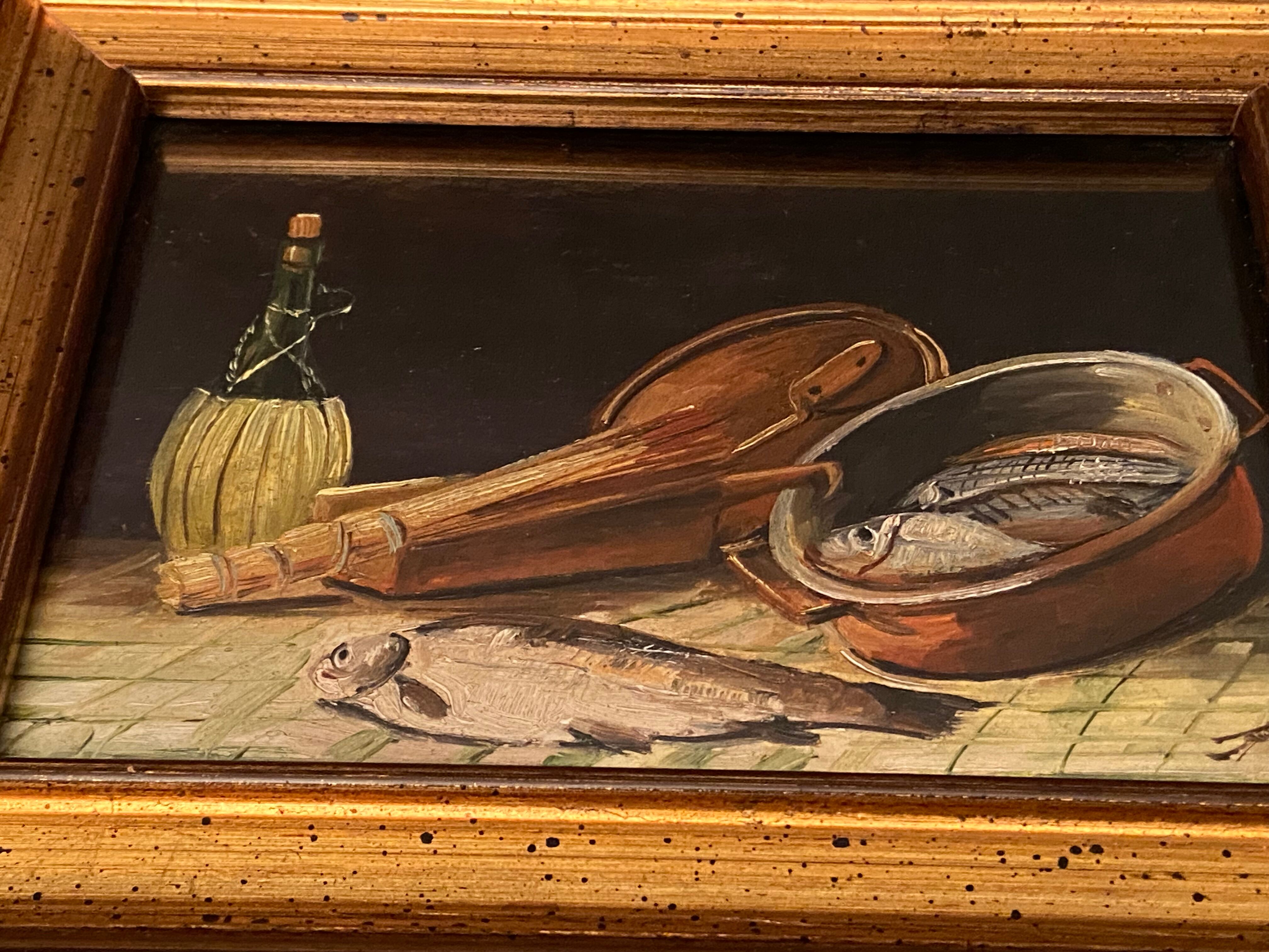 Oil painting on panel Signed Still Life