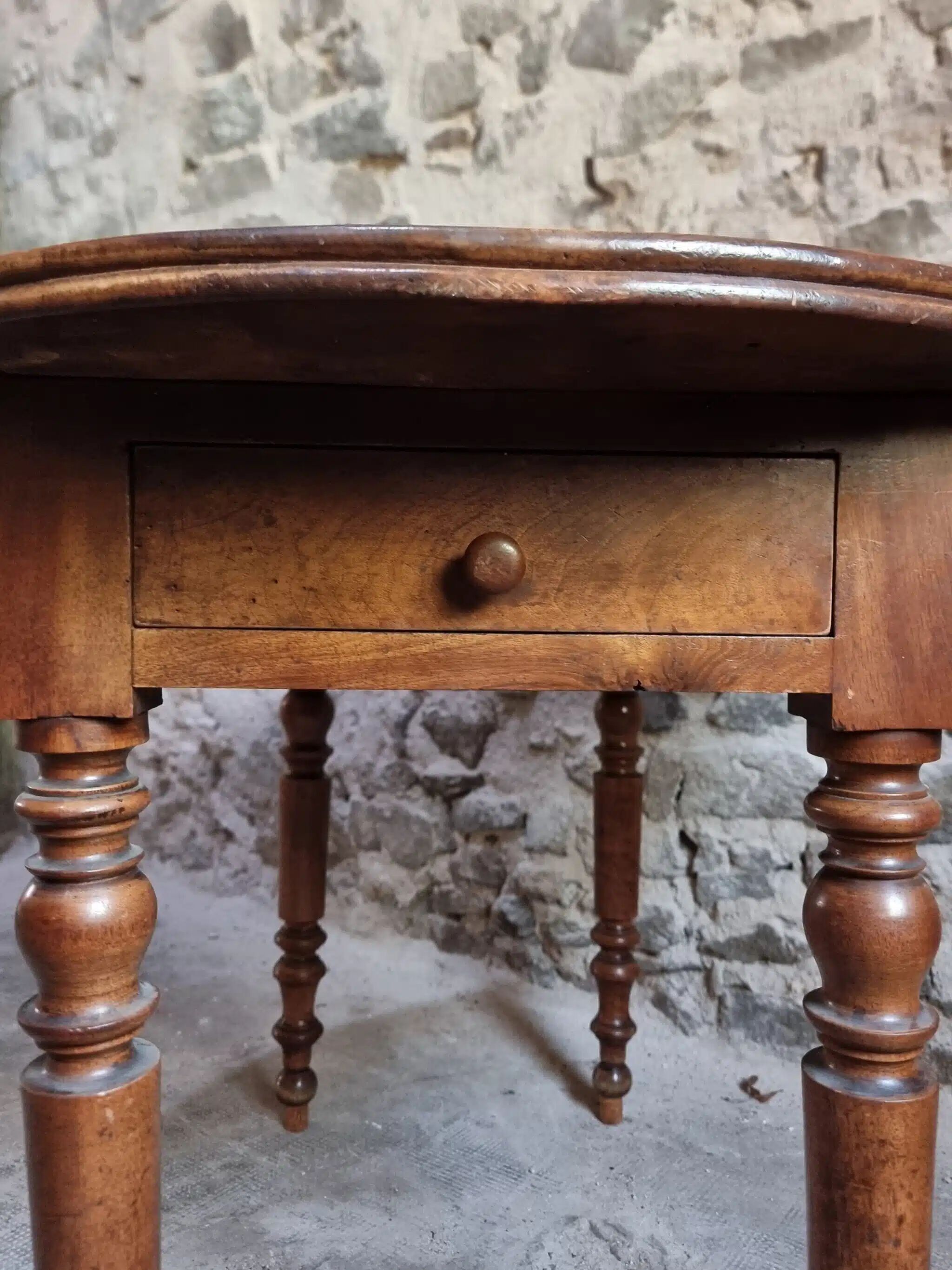 Antique French walnut folding dining table