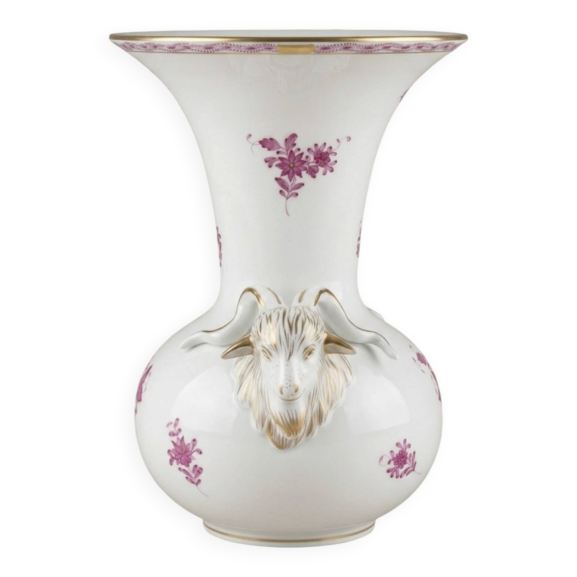 Decorative vase Herend Hungary - Apponyi Raspberry model - Adorned with a head