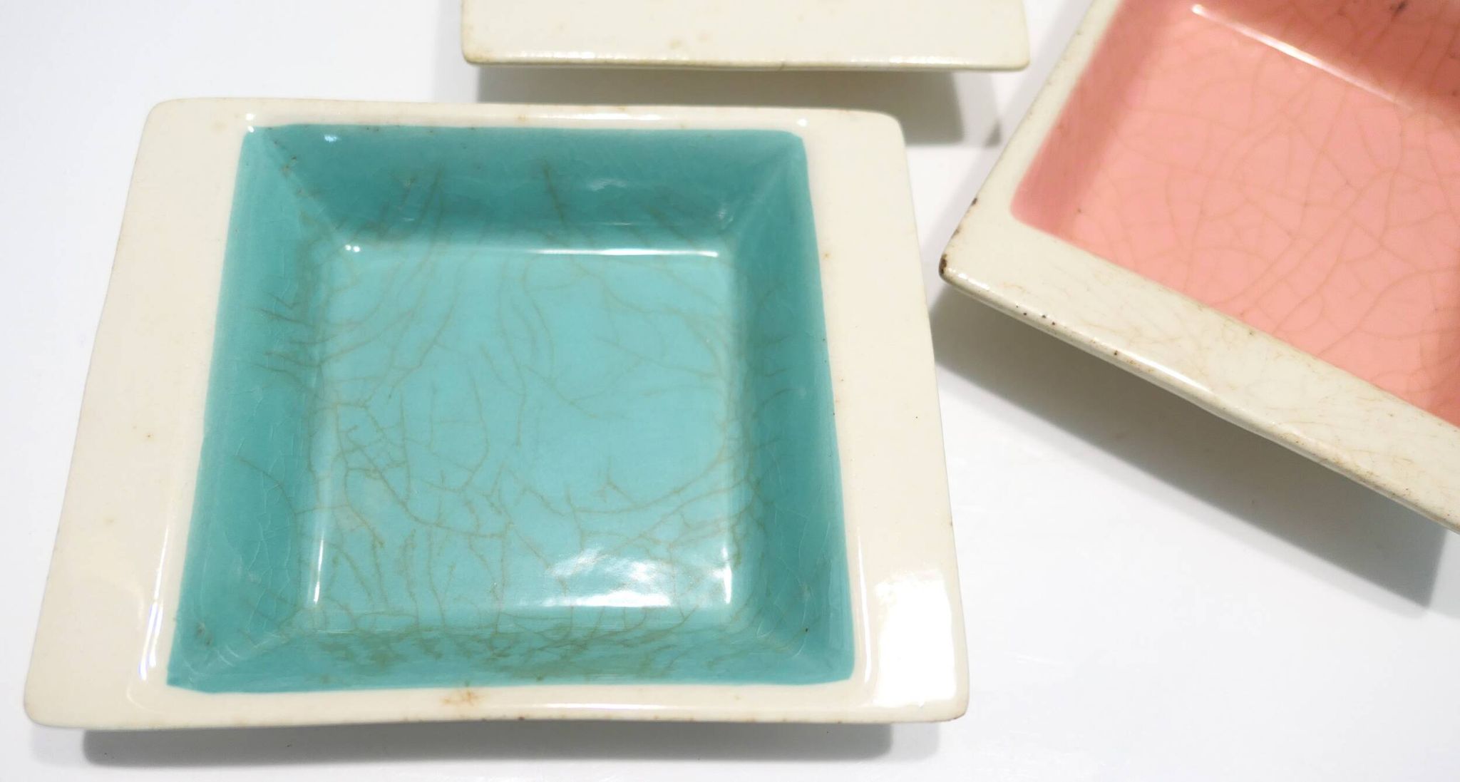 Set of three German ceramic catchalls from the 1950s.