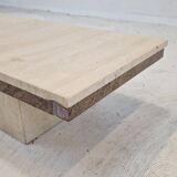 Italian Coffee Table in Travertine and Granite, 1980s