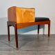 Bench phone 2 drawers in teck and black leather 1970