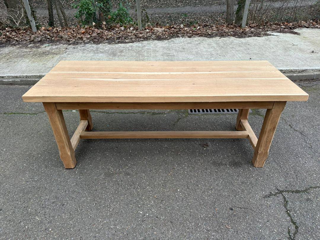 Renovated 19th-century solid oak extendable farmhouse dining table 200cm