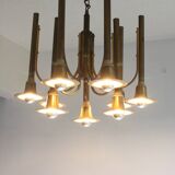 Brass trumpet chandelier, 1970s