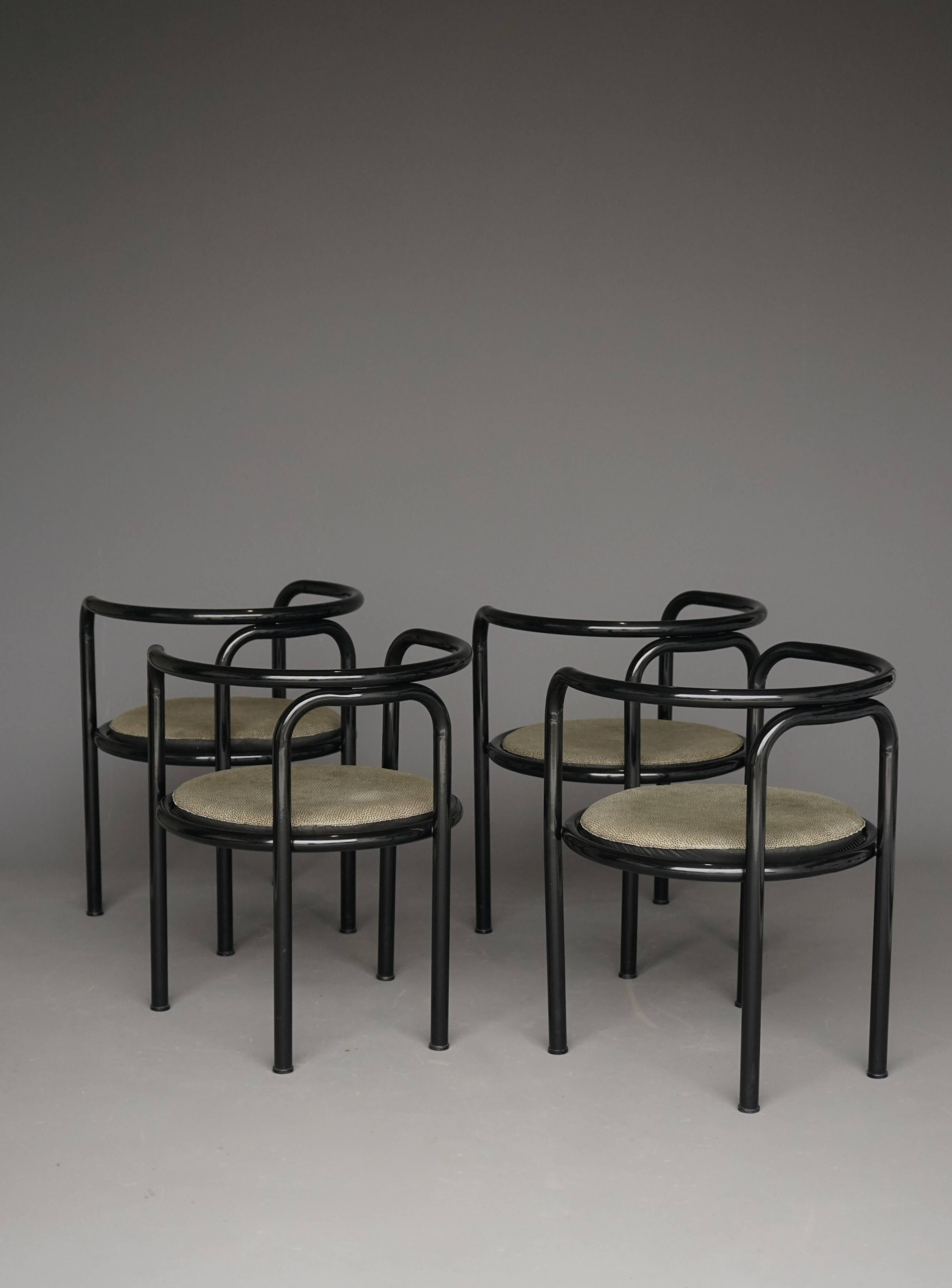 Set of 4 black 'Locus Solus' chairs by Gae Aulenti for Poltronova, 1960s