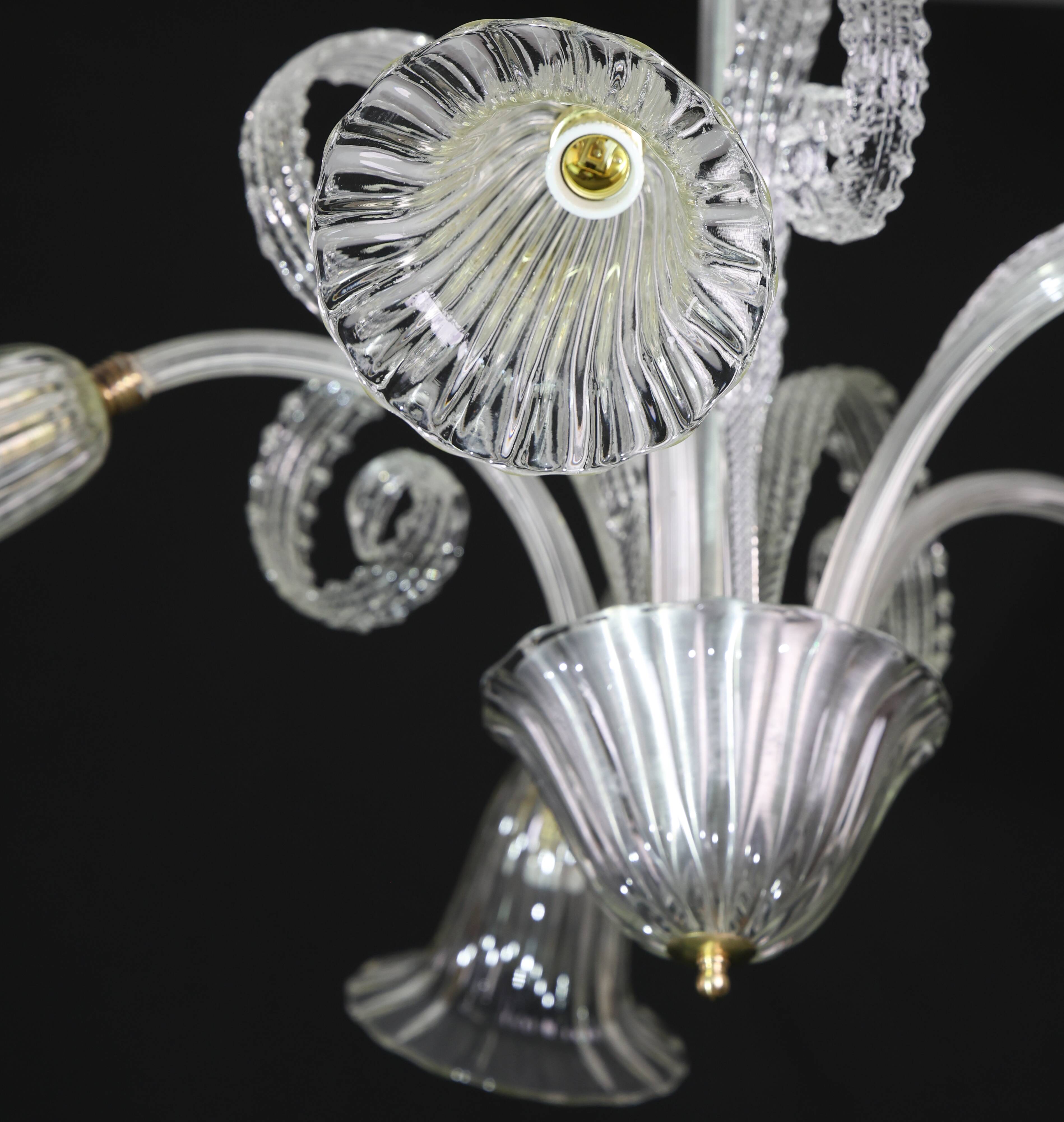 Amazing Art Decò Murano Glass Chandelier 5 Light, 1950