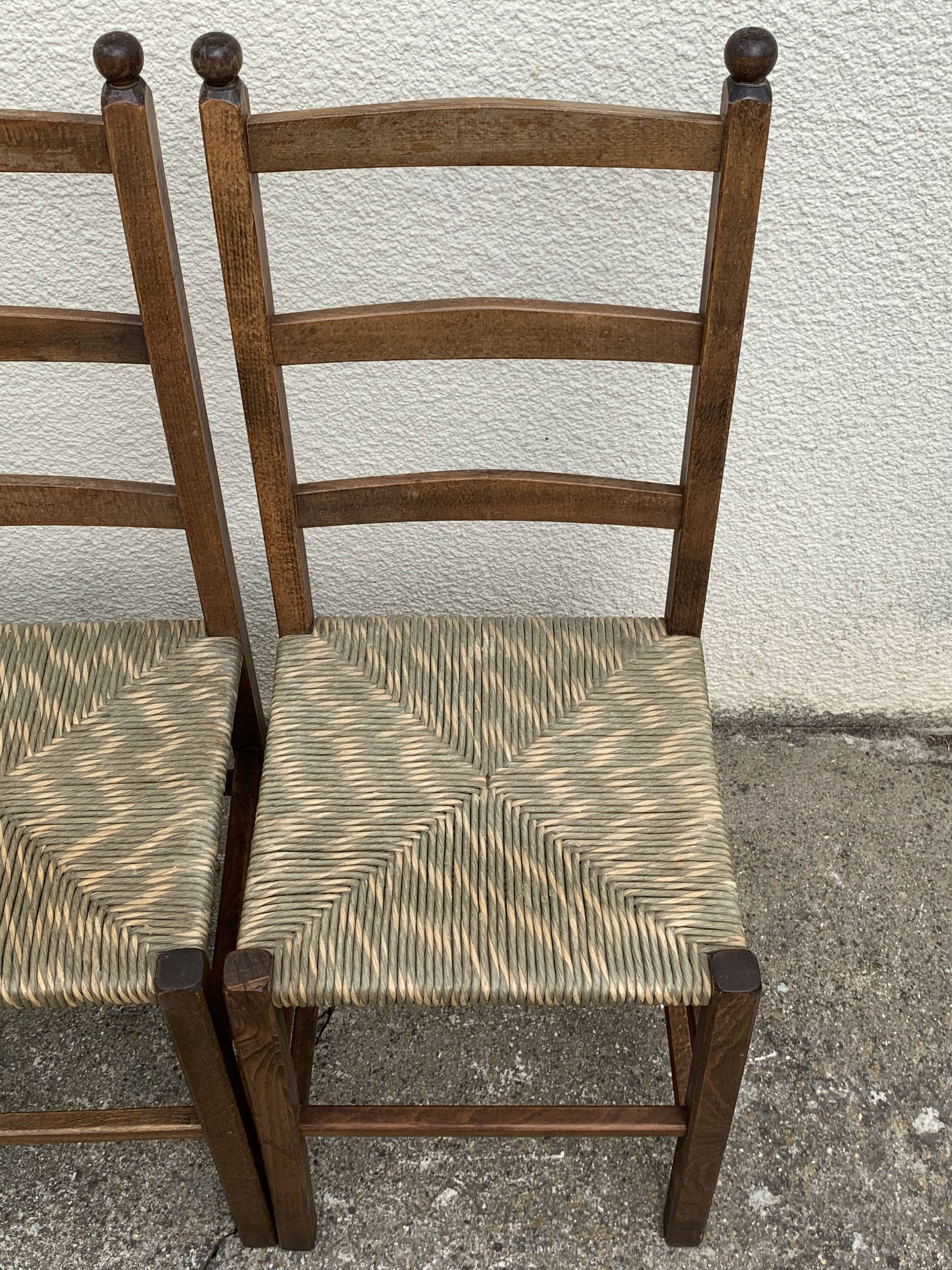 Two-tone straw chairs 1950
