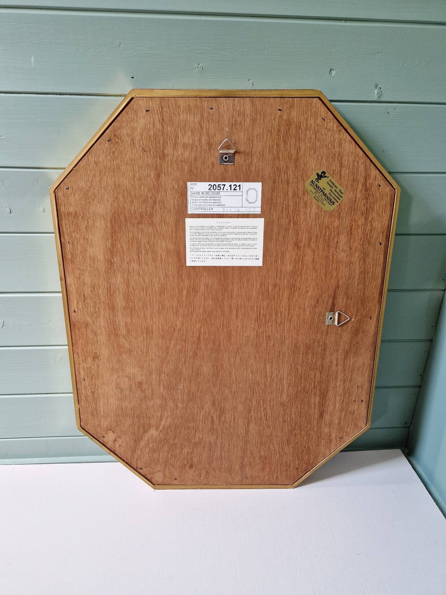 Miroir à parcloses en bois doré, Deknudt (Belgique),1970