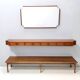 Entryway Set of Wall Mirror, Walnut Console and Bench by Brugnoli, Italy