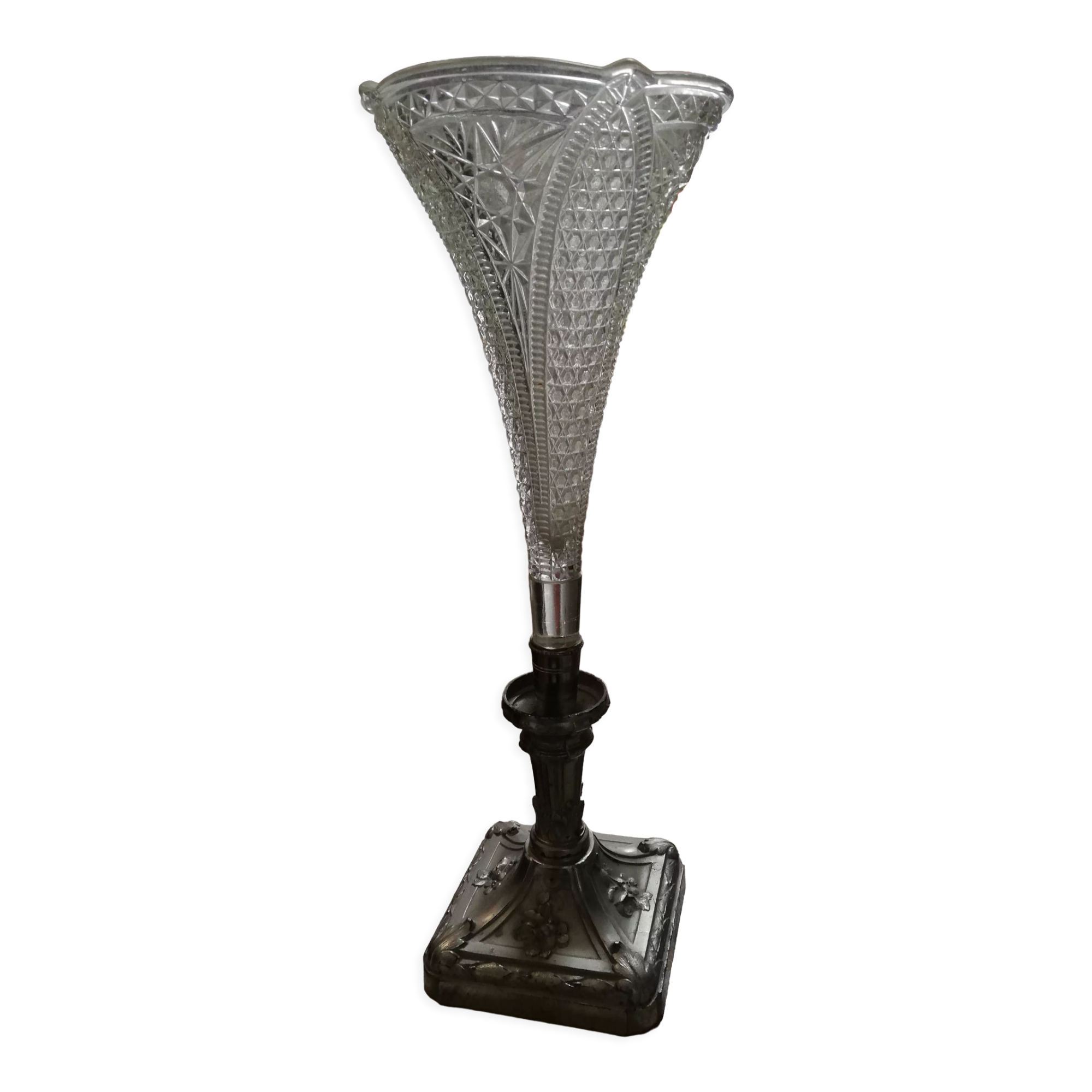 Tulip vase glass and metal