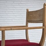 1970s, Danish armchair, original red furniture wool, solid oak wood.