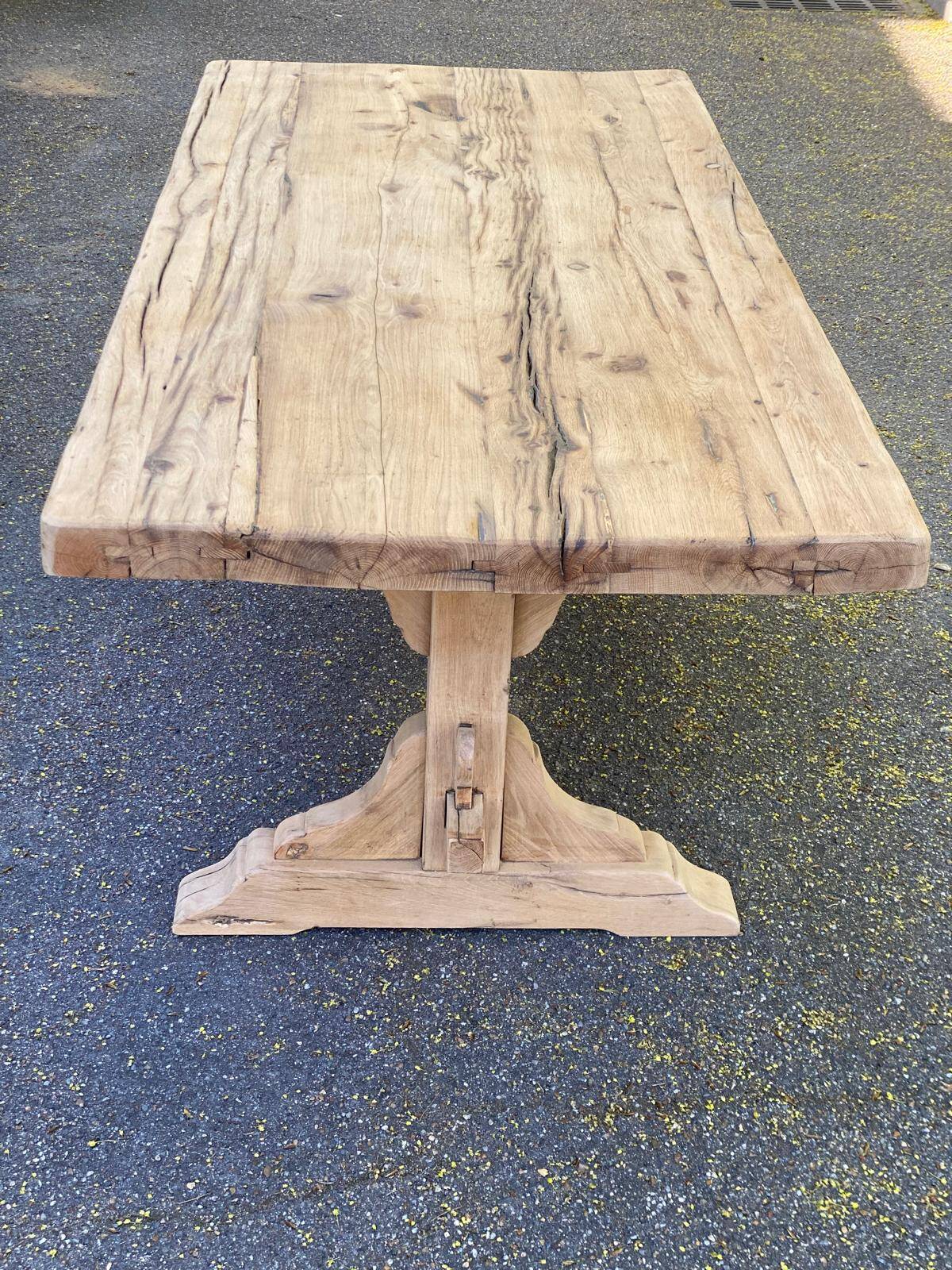 Table à manger de monastère rénovée en chêne massif du 18ème 200cm