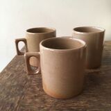 Lot of three cups or mugs stoneware of great fire of Brenne, France