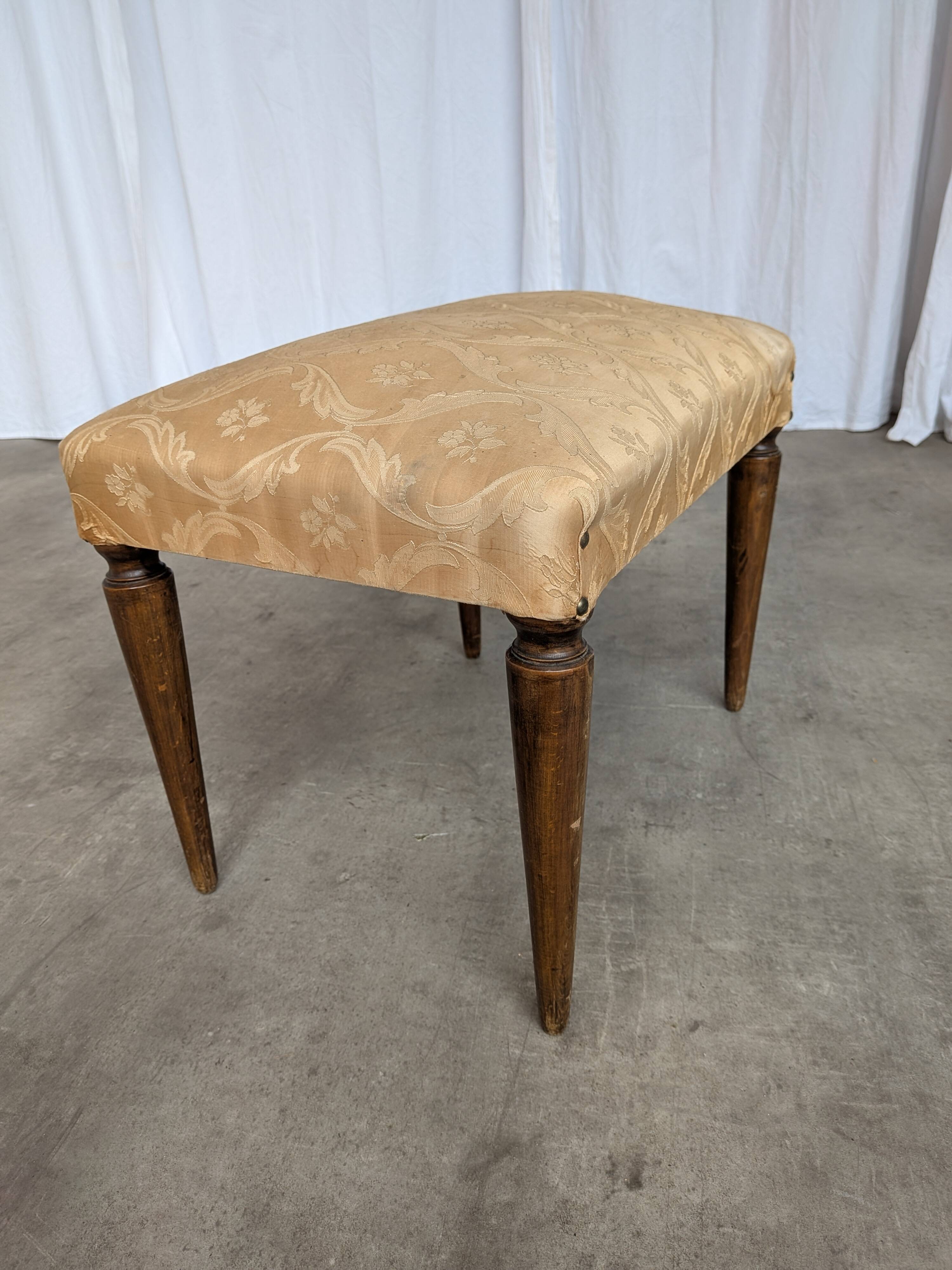 Vintage Gold Fabric Foot stool: Mid-Century Ottoman Tabure, 1970s