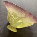 Daum Nancy glass paste bowl – Iris – Art Nouveau purple and green