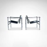 early number LC1 armchair by Le Corbusier et al for Cassina 1970s, set of 2