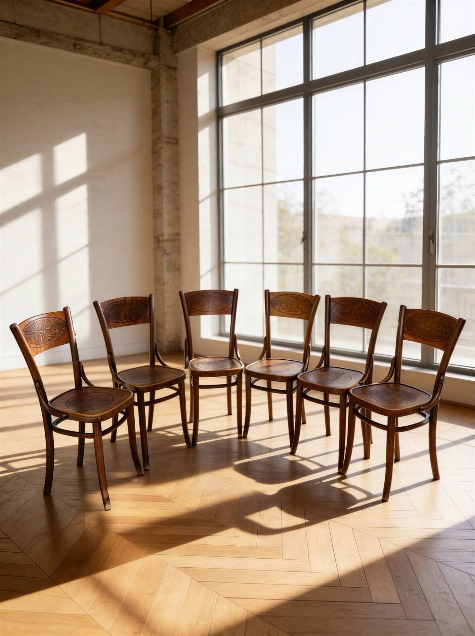 Set of six Authentic antique bentwood chairs, Antonio Volpe