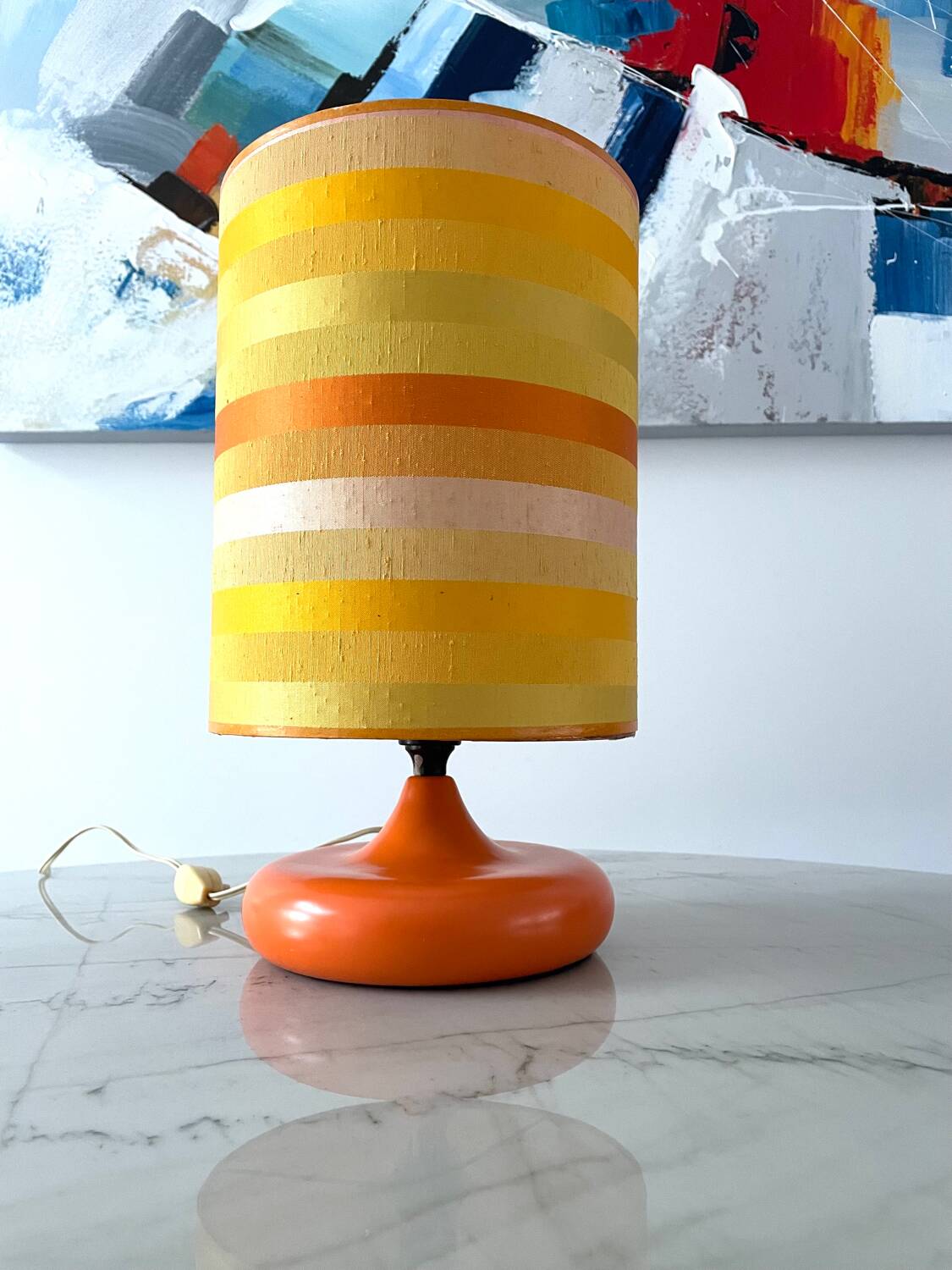 Vintage orange ceramic table lamp 1970