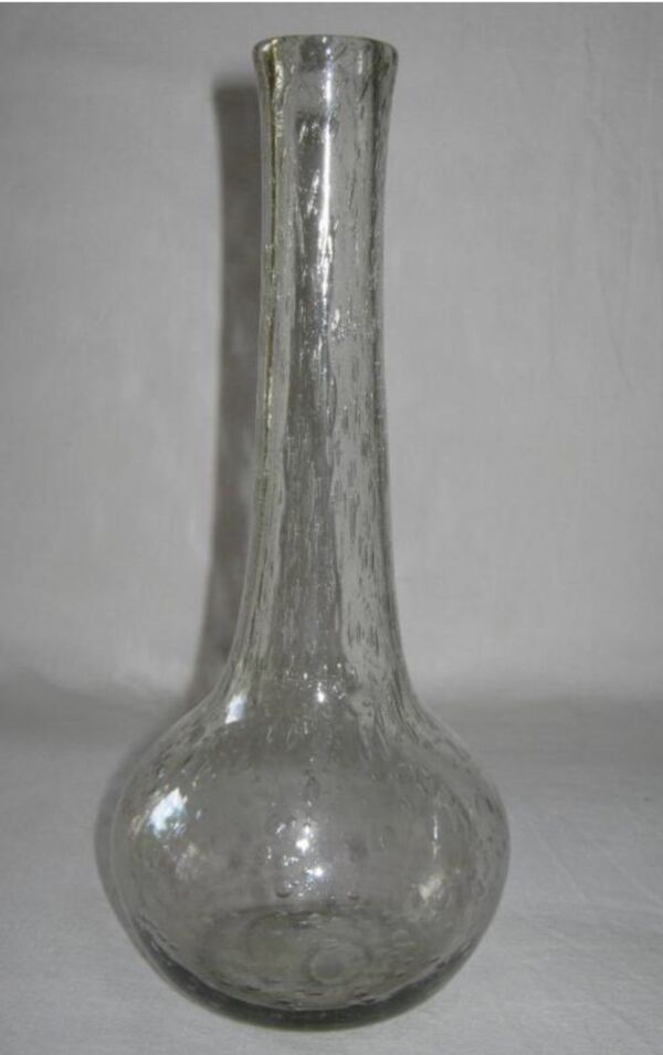 Vase soliflore en verre bullé signé Biot  1960- 1970